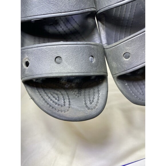Crocs Sandals Mens Size 10 Womens 12 Black Two Strap Slide Beach Pool Shoes - Picture 8 of 8